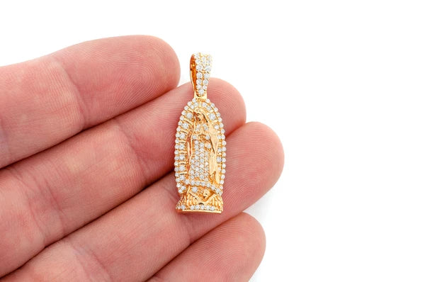 0.65ct Diamond Virgin De Guadalupe Pendant 14K Solid Gold