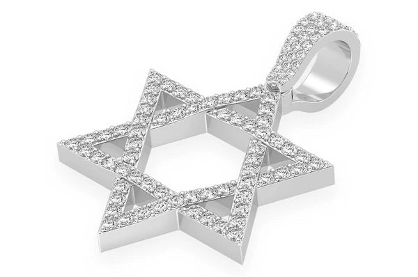 1.90ct Diamond Star Of David Pendant 14K Solid Gold