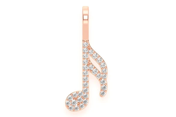 Erkals Jewellers Semiquaver Music Note Diamond Pendant 18K Gold 0.15ctw