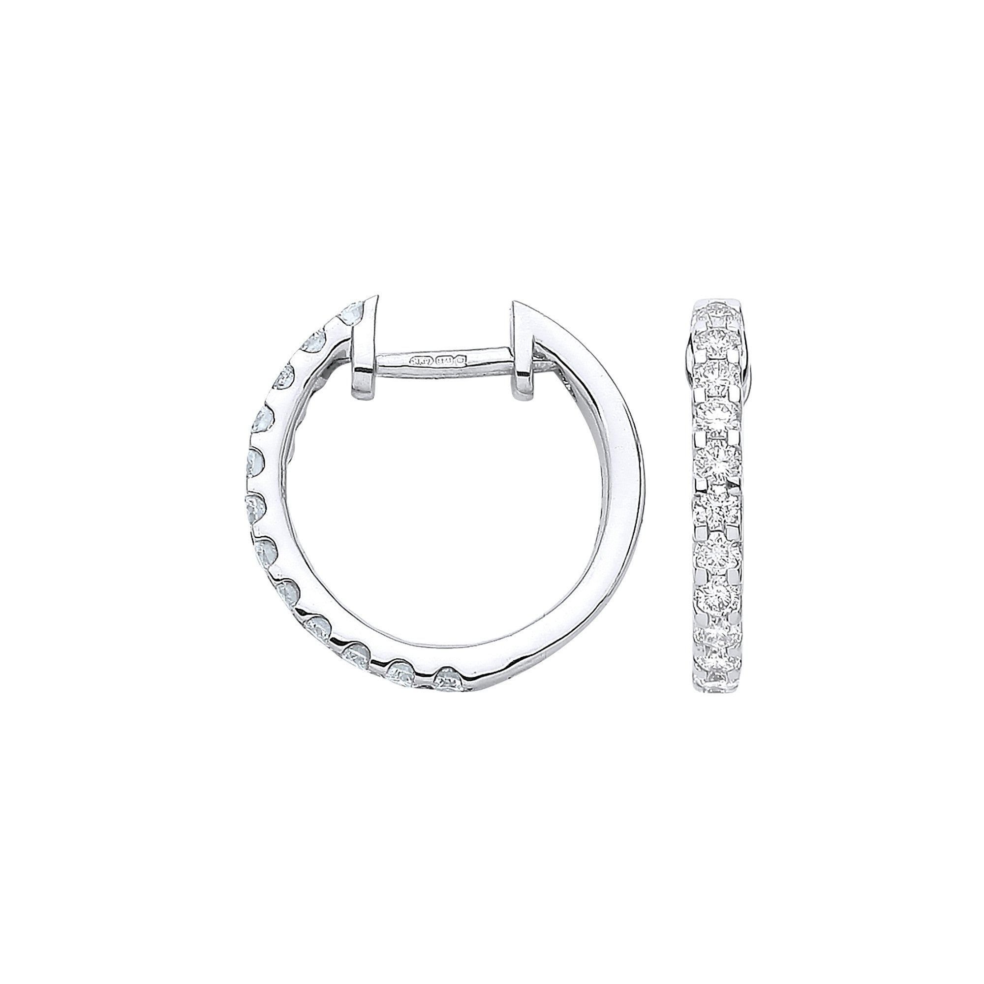 9ct White Gold Brilliant Cut 0.52ct Diamond Fancy Hoop Earrings