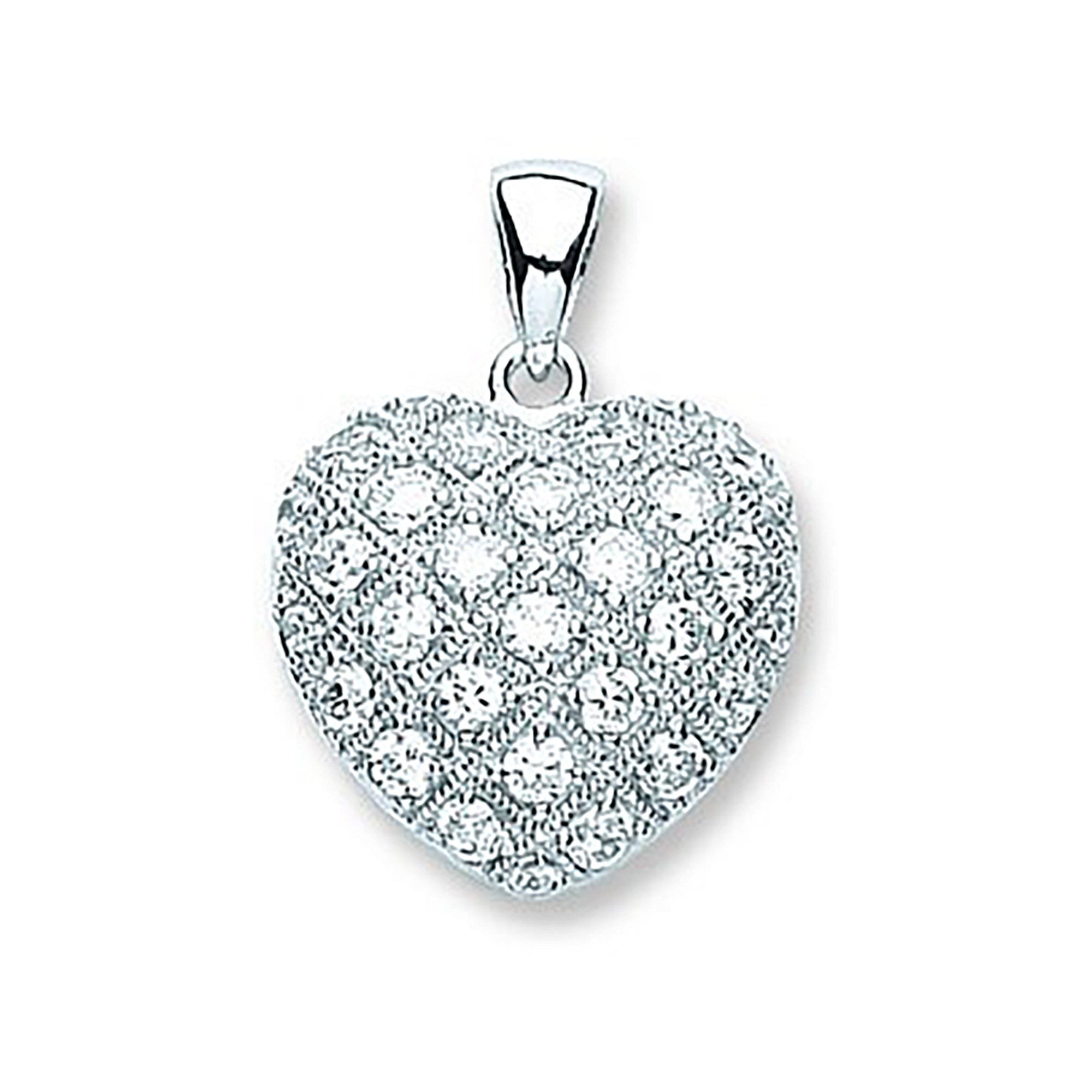 Silver Fancy Cz Heart Pendant