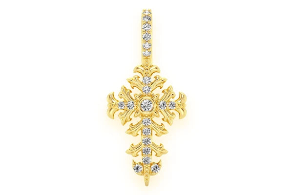 Erkals Jewellers Filigree Cross Pendant 18K Gold Diamond 0.10ctw