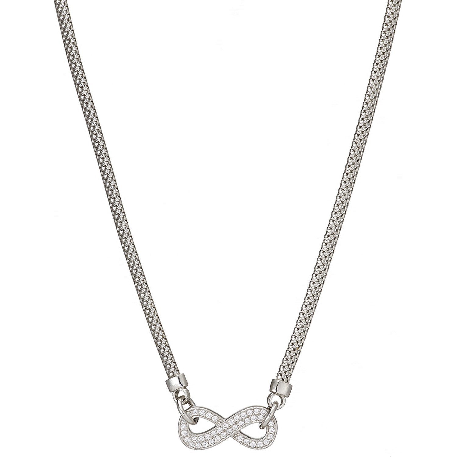 Silver Infinity Cz Pendant Chain 17"/Bracelet 7"