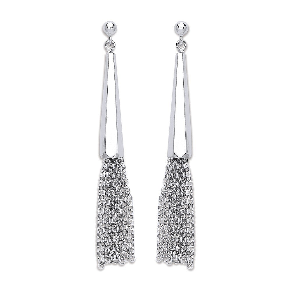 Silver Drop with Tassel Earrings