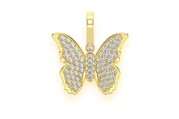 0.40ct Diamond Butterfly Pendant 14K Solid Gold