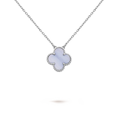 Van Cleef &amp; Arpels Vintage Alhambra Pendentif Calcédoine Or Blanc 18 Carats 