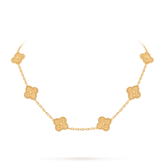 Van Cleef & Arpels Vintage Alhambra Necklace 18K Yellow Gold 10 Motifs