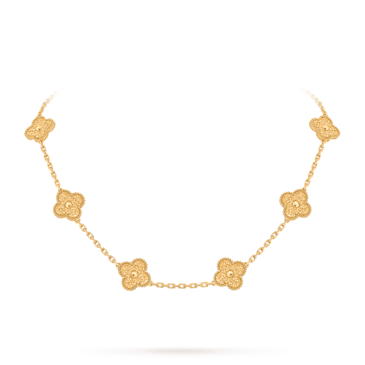Van Cleef & Arpels Vintage Alhambra Necklace 18K Yellow Gold 10 Motifs