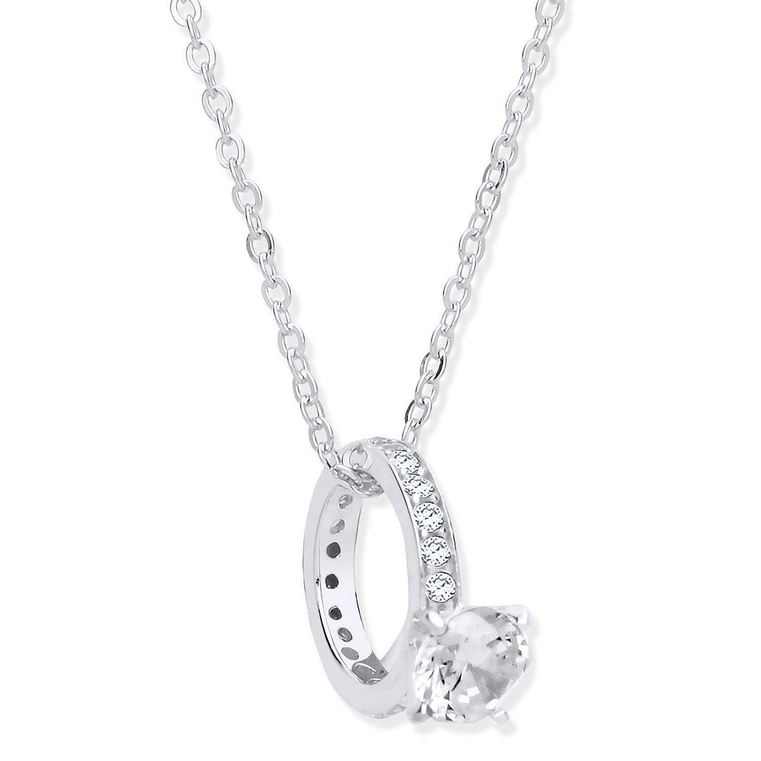 Silver Little Girls Big Diamond Ring CZ Chain