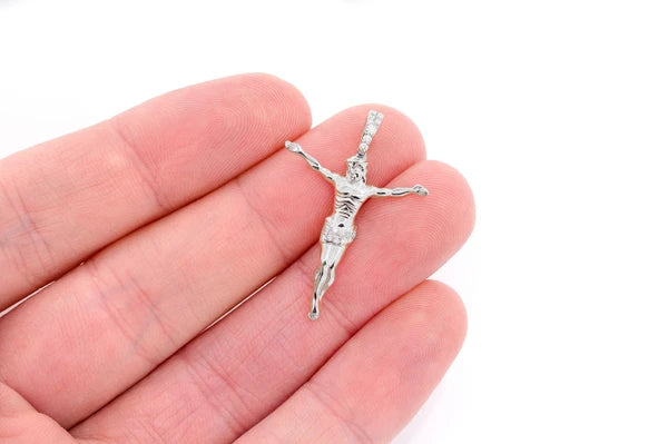 Erkals Jewellers Crucifix Half Diamond Pendant 18k Yellow Gold