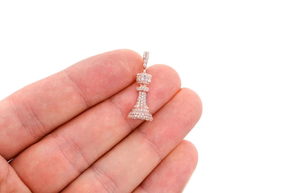 0.75ct Diamond Queen Chess Piece Pendant 14K Solid Gold