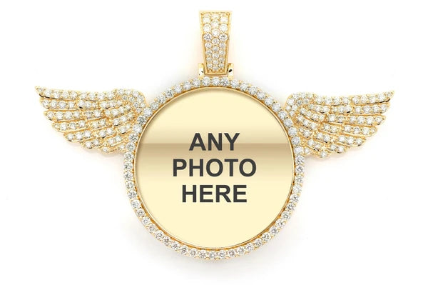 Erkals Jewellers Round Picture Pendant With Wings 18K Gold Diamond 3.00ctw