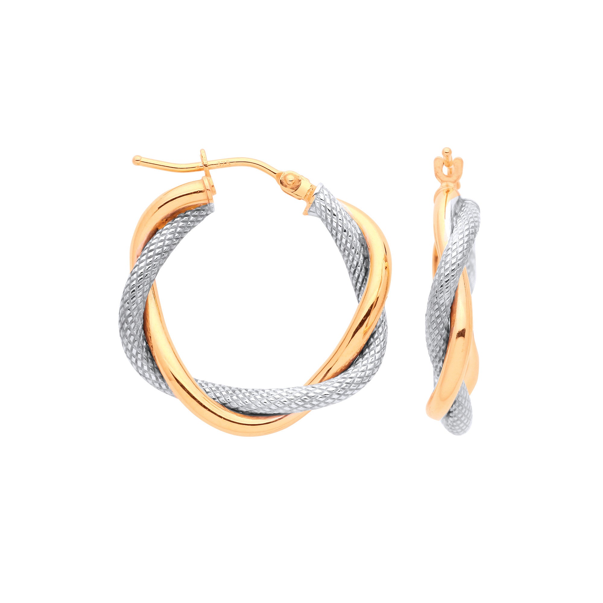 Y & W/G Twisted Hoop Earrings