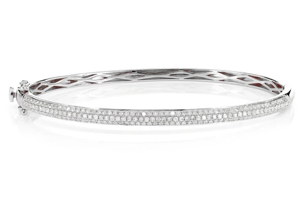 Erkals Jewellers Diamond Three Row Pave Bangle Bracelet 18K Gold 1.05ctw