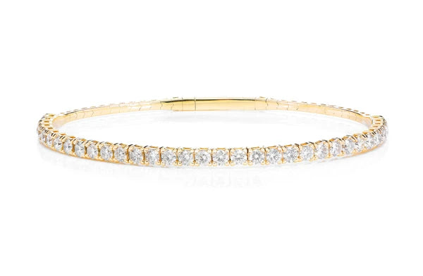Erkals Jewellers 8pt Prong Set Diamond Tennis Bangle Bracelet 18K Gold 2.90ctw