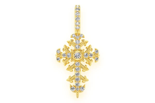 Erkals Jewellers Filigree Cross Pendant 18K Gold Diamond 0.50ctw