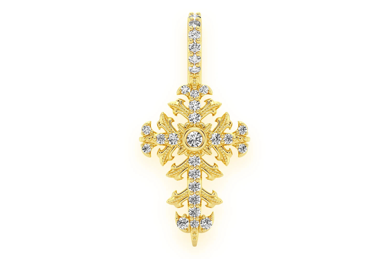 Erkals Jewellers Filigree Cross Pendant 18K Gold Diamond 0.50ctw