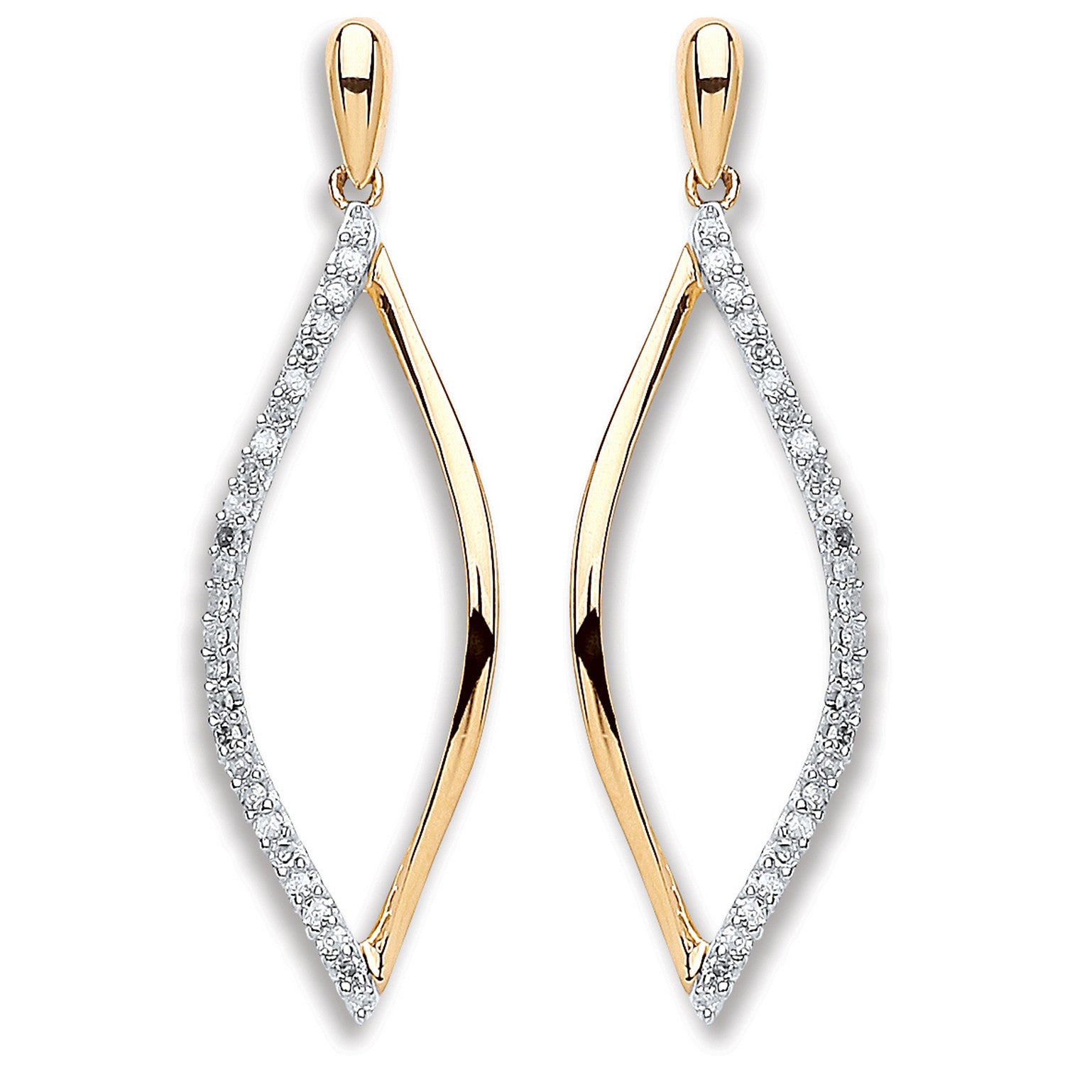 9ct Yellow Gold 0.15ct Dia Drop Earrings