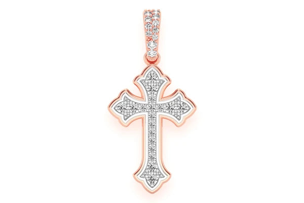 Erkals Jewellers Rounded Cross Pendant 18K Gold Diamond 0.25ctw