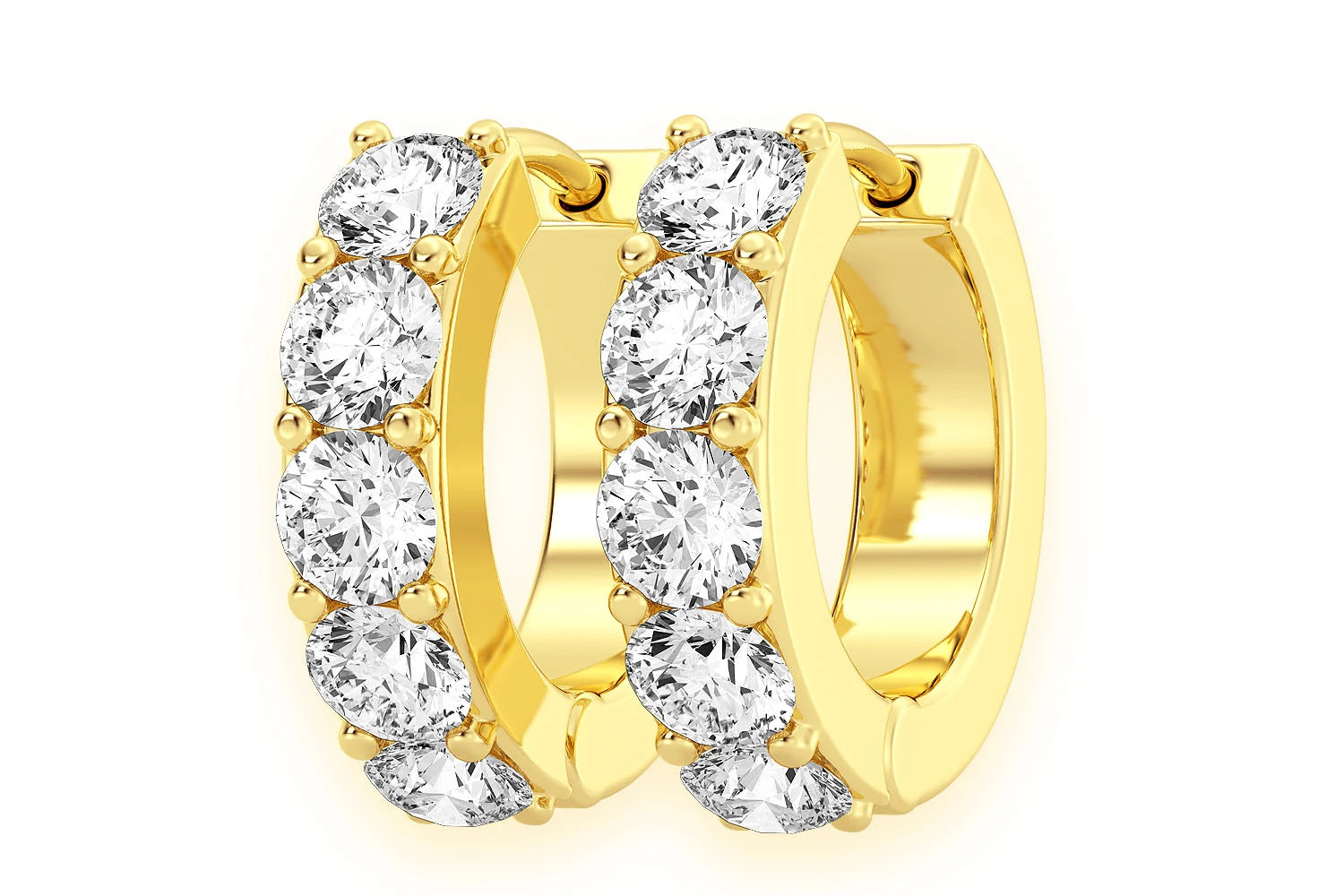 Erkals Jewellers One Row Huggie Hoop Earrings 18K Gold 0.80ctw