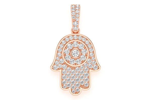 Colgante de diamantes Hamsa de 0,45 quilates en oro macizo de 14 quilates