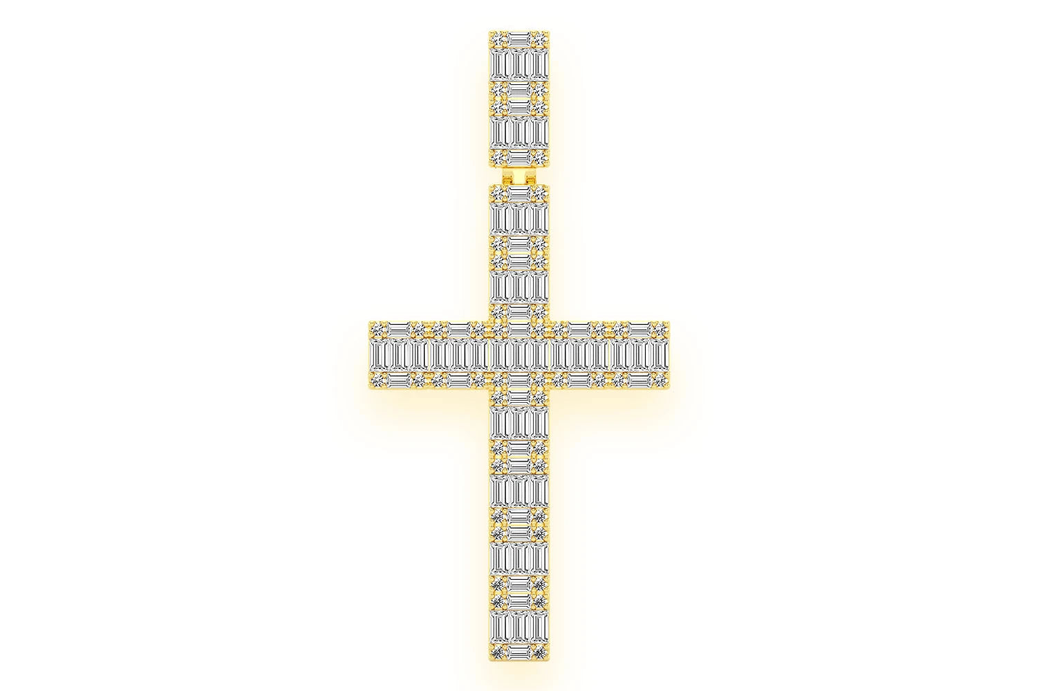 Erkals Jewellers Baguette Cross Pendant 18K Gold Diamond 2.00ctw