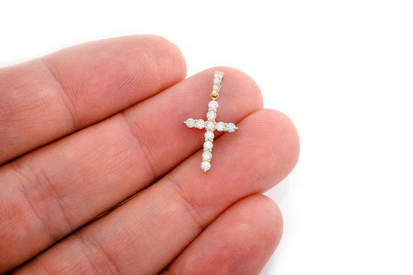 Erkals Jewellers Basket Cross Pendant 18K Gold Diamond 0.40ctw