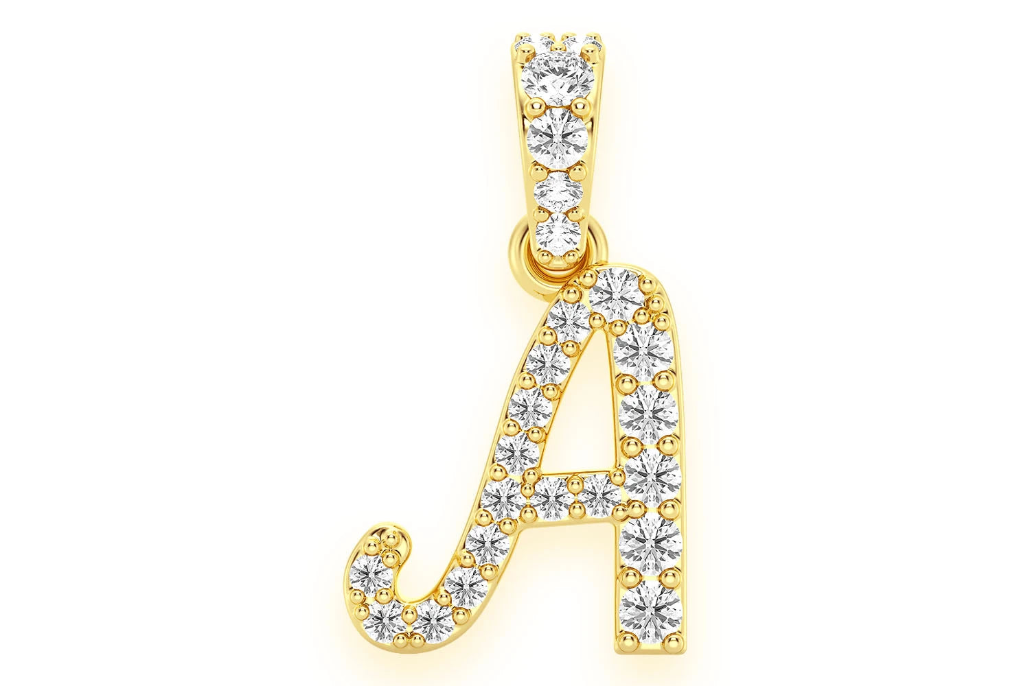 Erkals Jewellers Cursive Letter A Pendant 18K Gold Diamond 0.20ctw