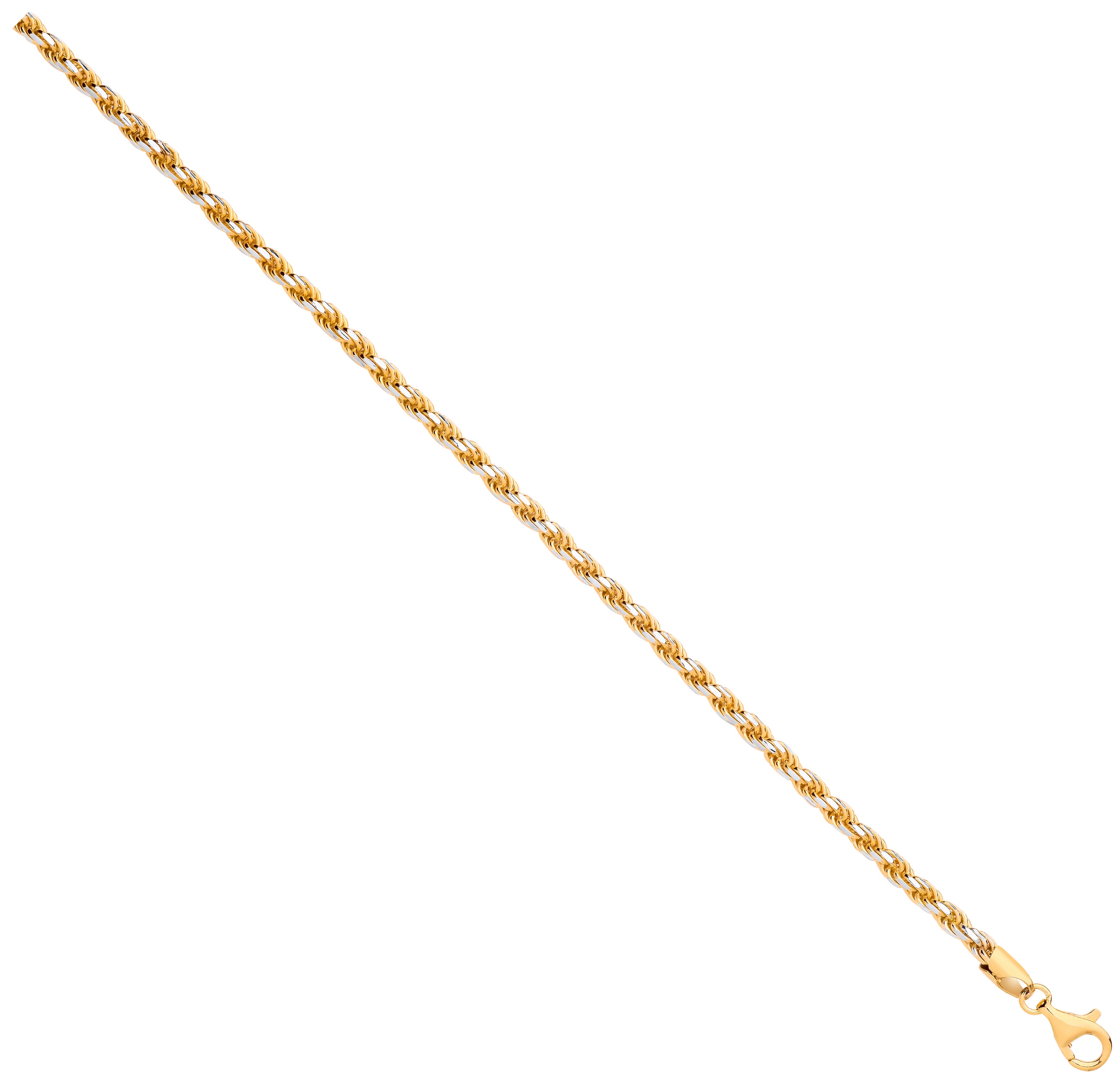 Gold Plated Silver 3.8mm Rope Chain White Tips