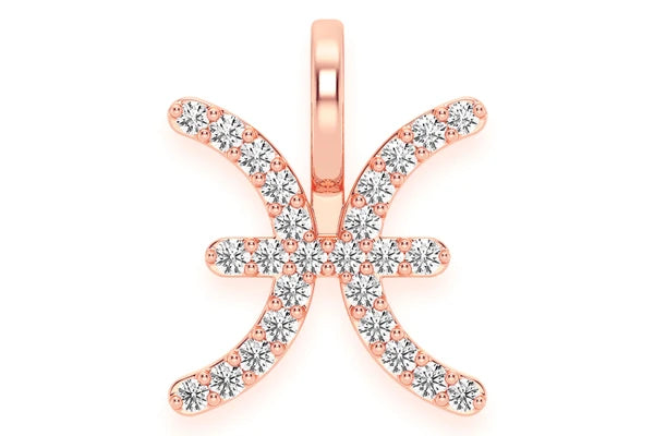 Erkals Jewellers Pisces Zodiac Pendant 18K Gold Diamond 0.10ctw