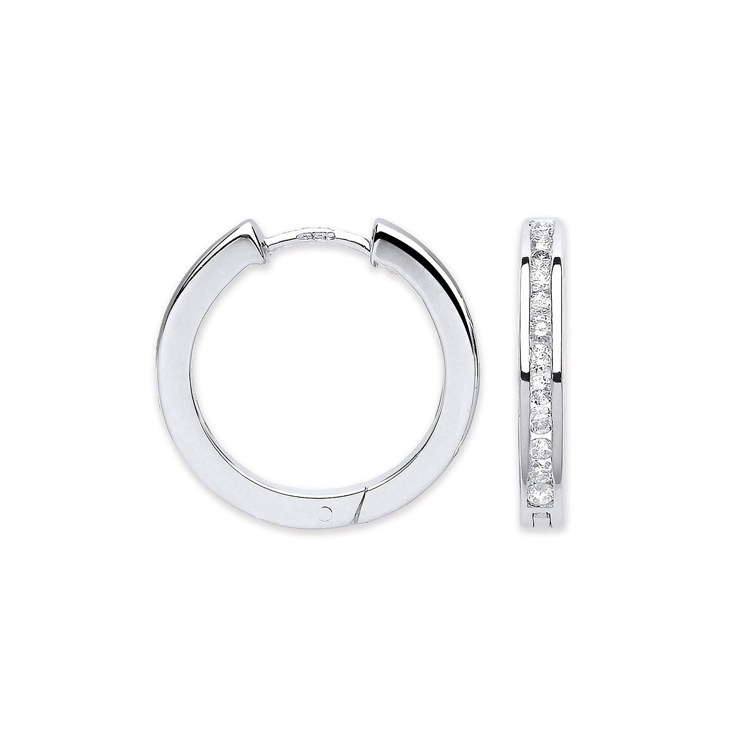 9ct White Gold Brilliant Cut 0.50ct Diamond Single Row Hoop Earrings