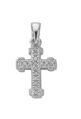 9ct White Gold 0.06ct Diamond Cross