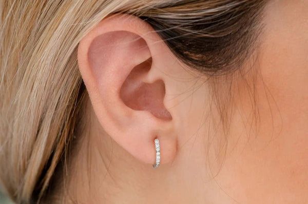 Erkals Jewellers One Row Huggie Hoop Earrings 18K Gold 0.10ctw