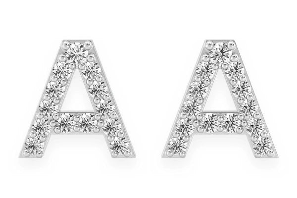 Erkals Jewellers Mini Any Letter Stud Earrings 18K Gold 0.10ctw