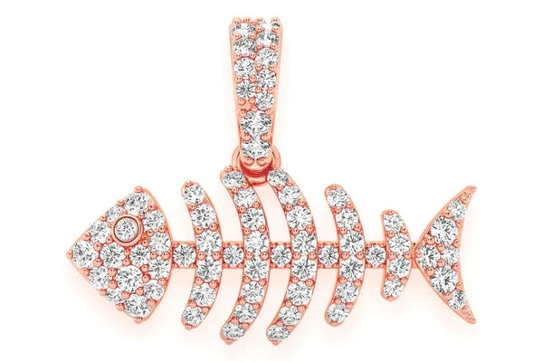 Erkals Jewellers Bare Bone Fish Pendant 18K Gold Diamond 0.33ctw