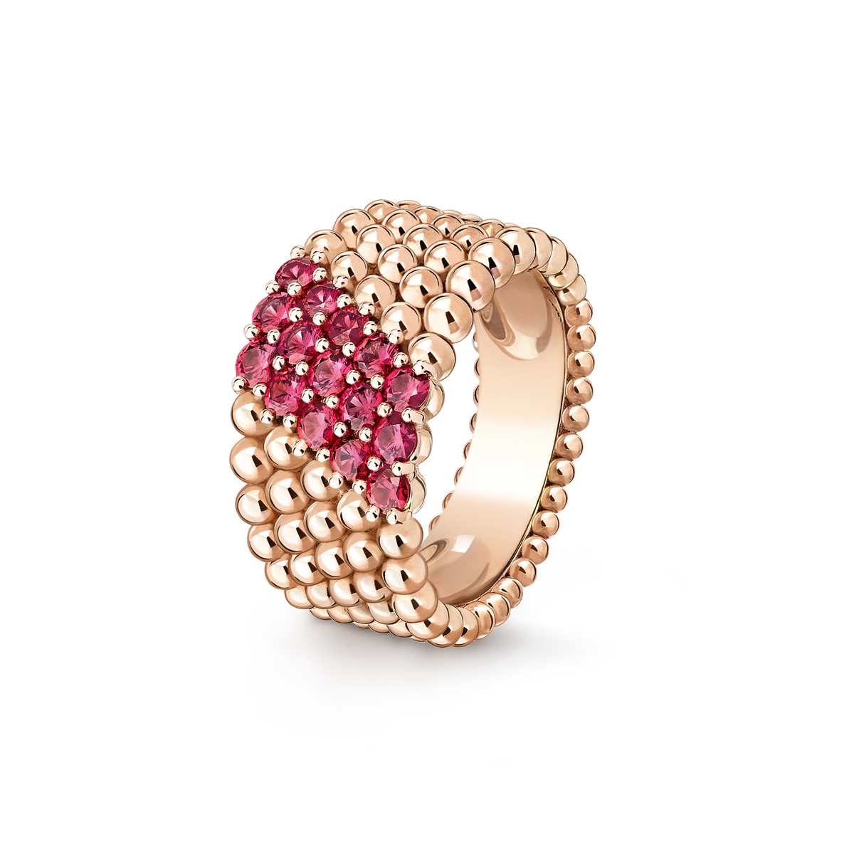 Van Cleef & Arpels Perlée Couleurs 5 Rows Ruby Ring 18K Rose Gold