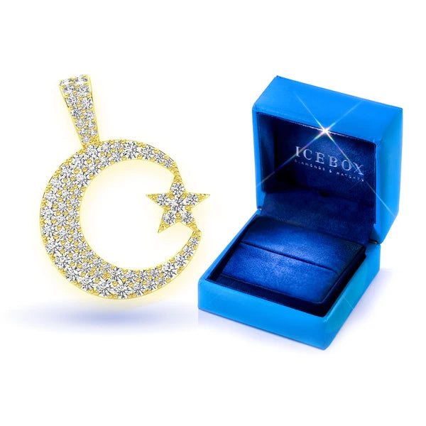 Erkals Jewellers Crescent Moon & Star Pendant 18K Gold 0.85ctw