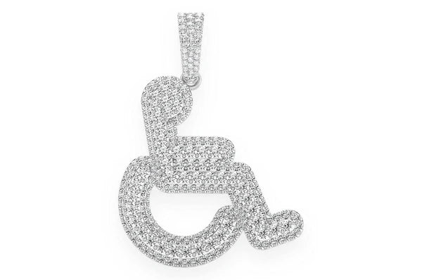 Silla de ruedas doble capa 2.60ct diamante colgante 14K oro sólido