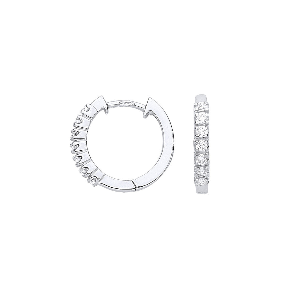 9ct White Gold Brilliant Cut 0.25ct Diamond Hoop Earrings