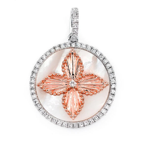 Erkals Jewellers 4 Petal Flower Disc Pendant 18K Gold 3.71ctw