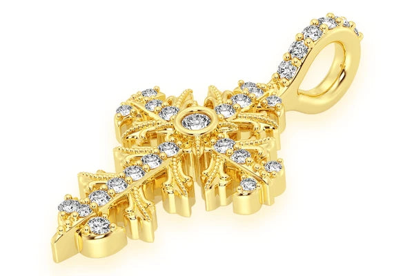 Erkals Jewellers Filigree Cross Pendant 18K Gold Diamond 0.50ctw