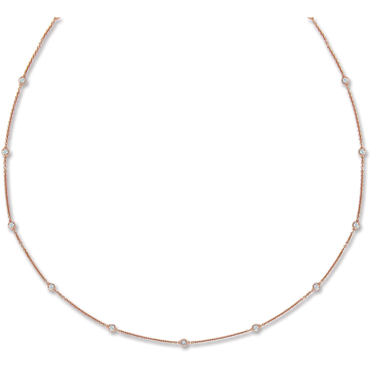 18ct Rose Gold 0.50ct Diamond by the yard Necklace (18in/45cm)