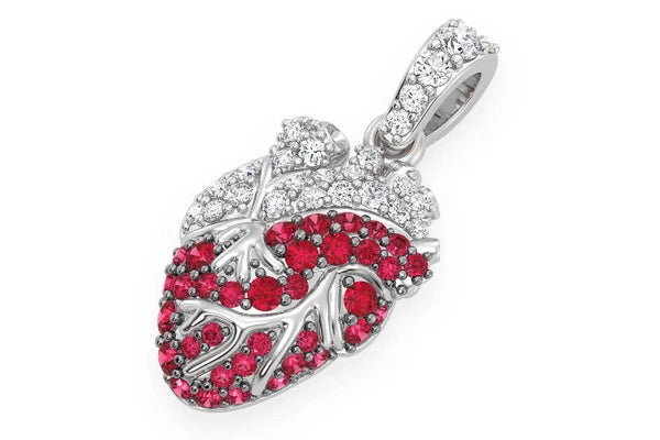 Erkals Jewellers Ruby Human Heart Pendant 18K Gold 0.40ctw