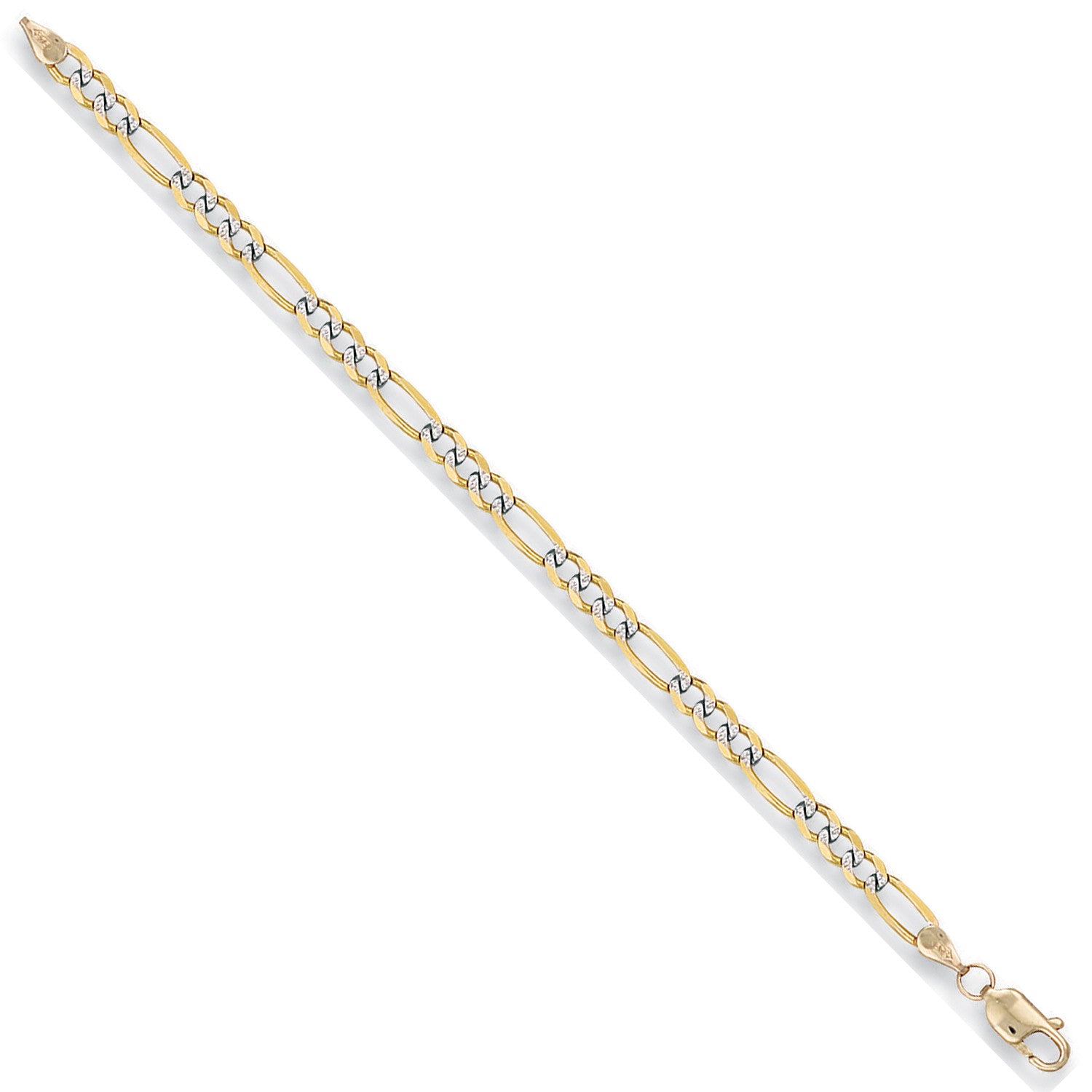 Y/G Rhodium Plated 3.7mm Figaro Chain