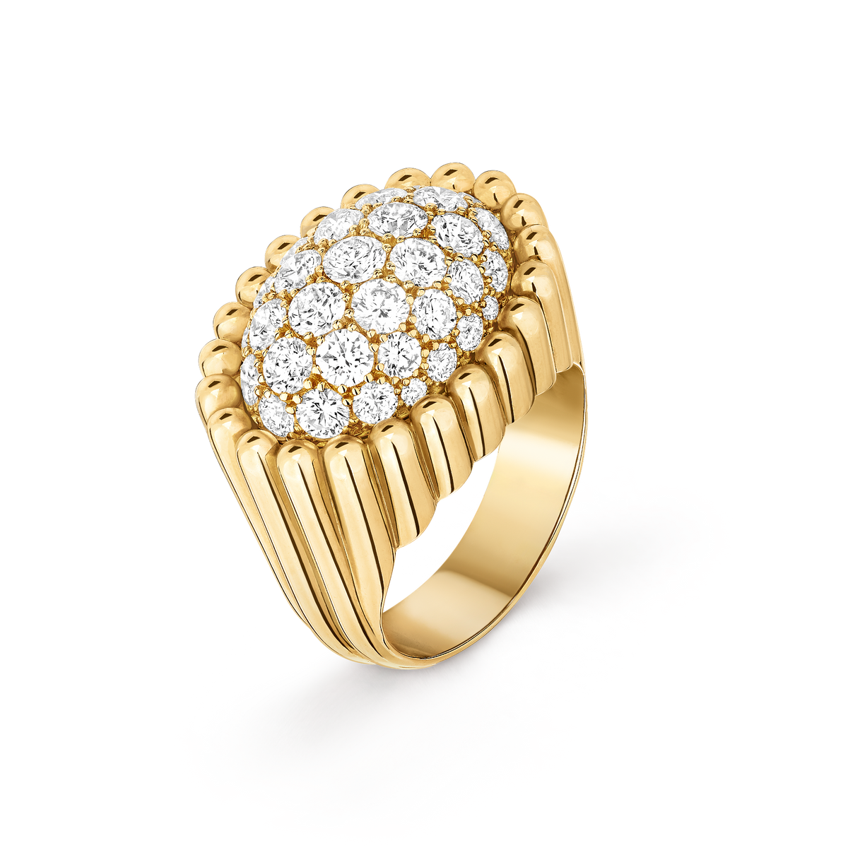 Van Cleef & Arpels Perlée Diamonds Pavé Ring 18K Yellow Gold