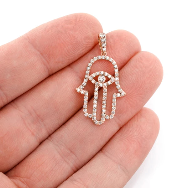Erkals Jewellers Open Hamsa Pendant 18K Gold Diamond 0.85ctw