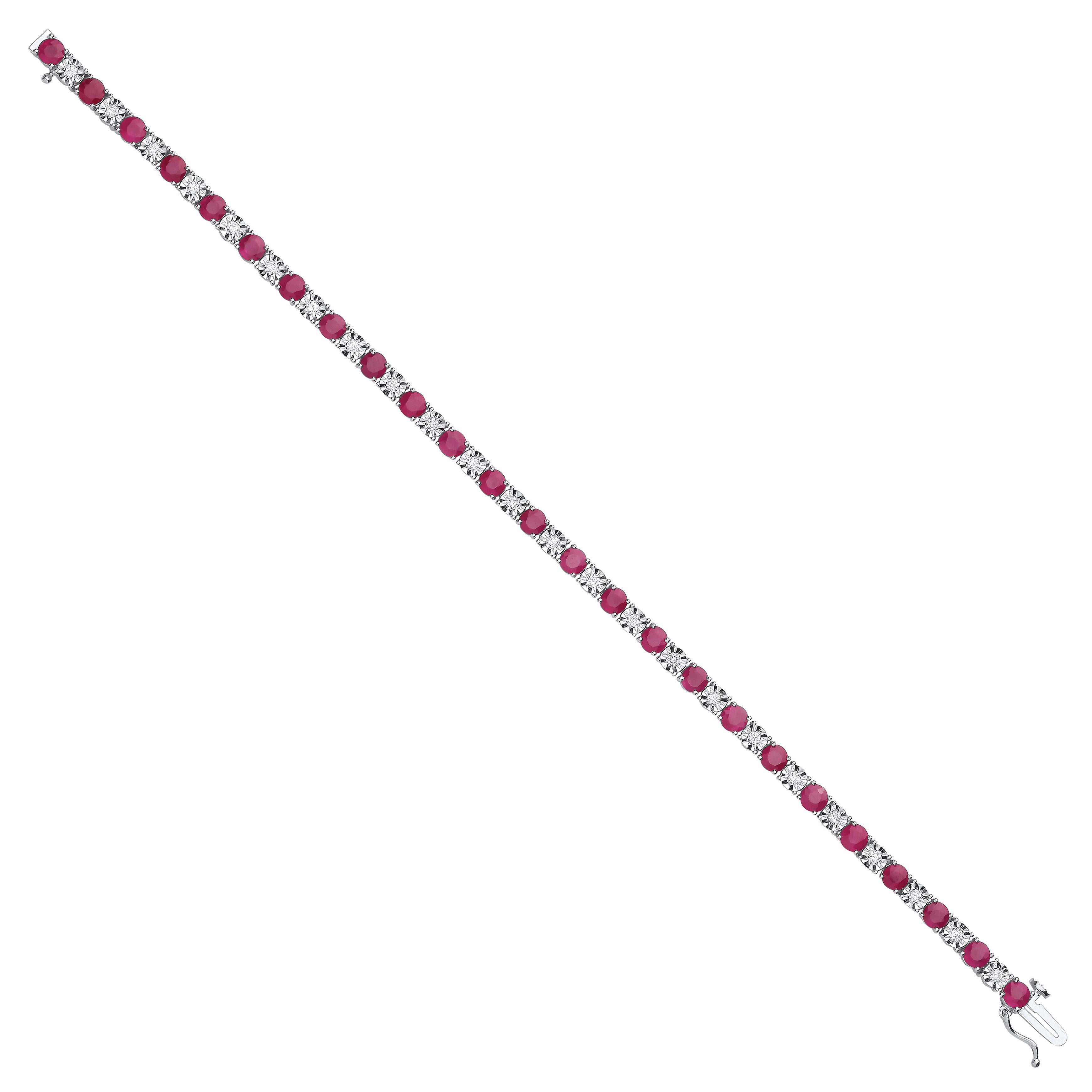 18ct White Gold 0.54ct Diamond & 5.38ct Ruby Bracelet