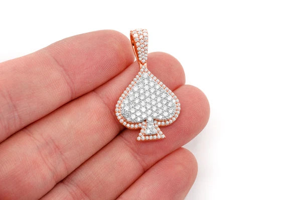 2.00ct Diamond Spade Double Layer Pendant 14K Solid Gold