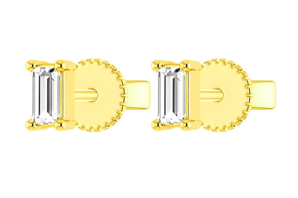 Erkals Jewellers Baguette Solitaire Stud Earrings 18K Gold 0.20ctw