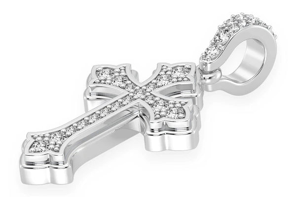 Erkals Jewellers Rounded Cross Pendant 18K Gold Diamond 0.25ctw